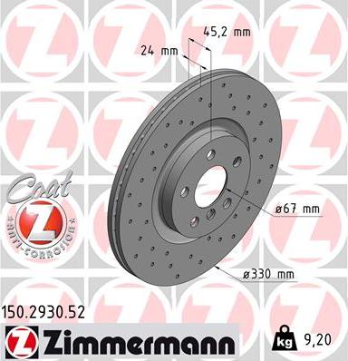 Zimmermann 150.2930.52 - Disc frana aaoparts.ro