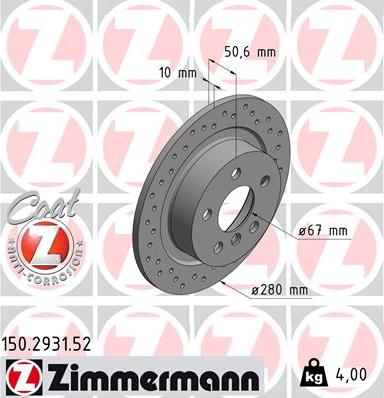 Zimmermann 150.2931.52 - Disc frana aaoparts.ro