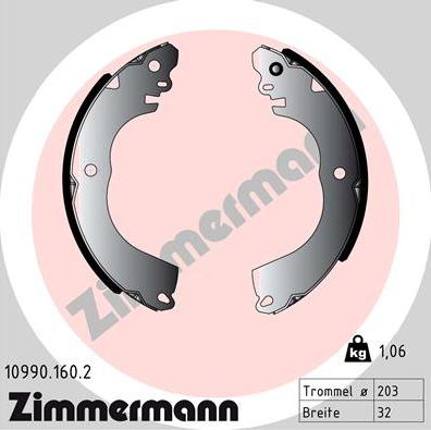 Zimmermann 10990.160.2 - Set saboti frana aaoparts.ro