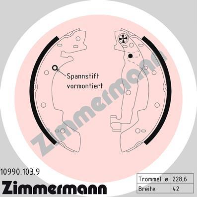 Zimmermann 10990.103.9 - Set saboti frana aaoparts.ro
