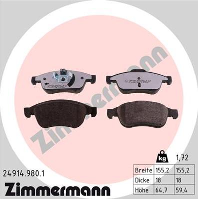 Zimmermann 24914.980.1 - Set placute frana,frana disc aaoparts.ro