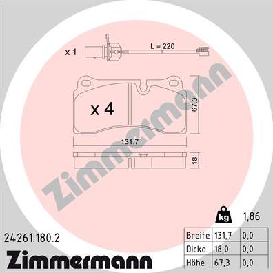 Zimmermann 24261.180.2 - Set placute frana,frana disc aaoparts.ro