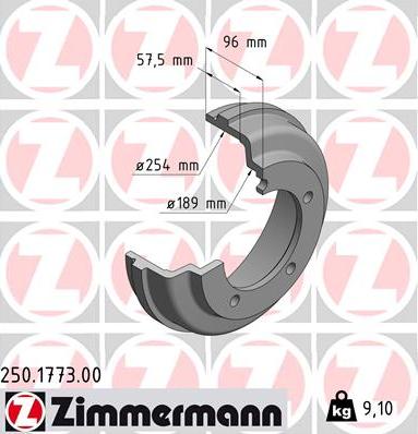 Zimmermann 250.1773.00 - Tambur frana aaoparts.ro
