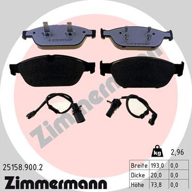 Zimmermann 25158.900.2 - Set placute frana,frana disc aaoparts.ro