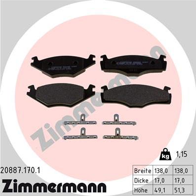 Zimmermann 20887.170.1 - Set placute frana,frana disc aaoparts.ro
