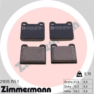 Zimmermann 21035.155.1 - Set placute frana,frana disc aaoparts.ro