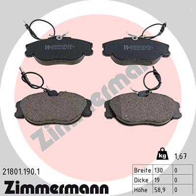 Zimmermann 21801.190.1 - Set placute frana,frana disc aaoparts.ro