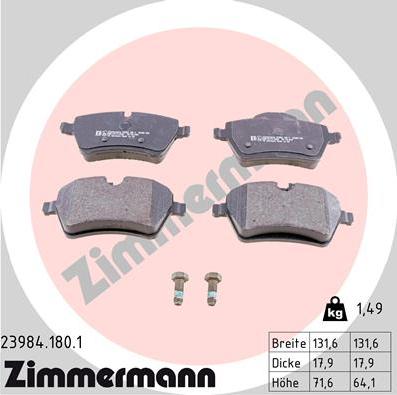 Zimmermann 23984.180.1 - Set placute frana,frana disc aaoparts.ro