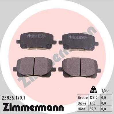 Zimmermann 23836.170.1 - Set placute frana,frana disc aaoparts.ro
