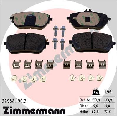 Zimmermann 22988.190.2 - Set placute frana,frana disc aaoparts.ro