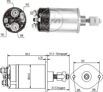 ZM ZM 822 - Solenoid, electromotor aaoparts.ro