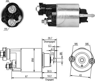 ZM ZM 2-705 - Solenoid, electromotor aaoparts.ro