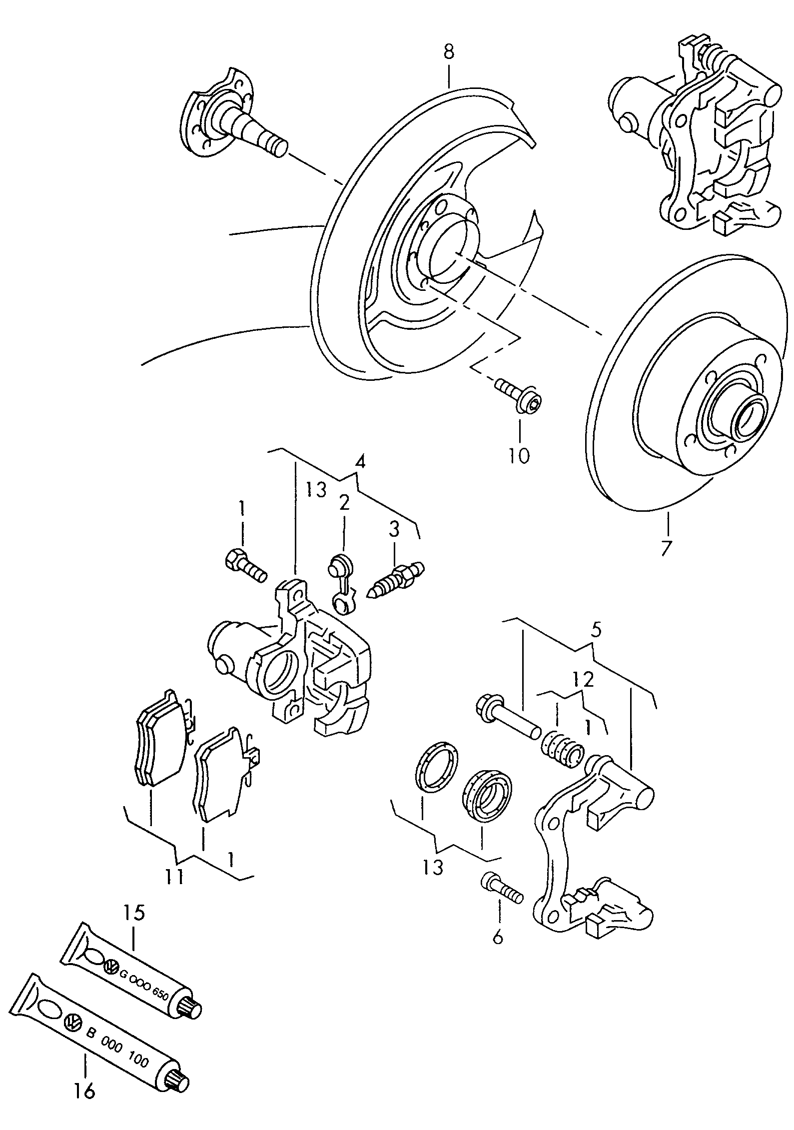 VAG 443615425B - Set bucsi de ghidaj, etrier frana aaoparts.ro