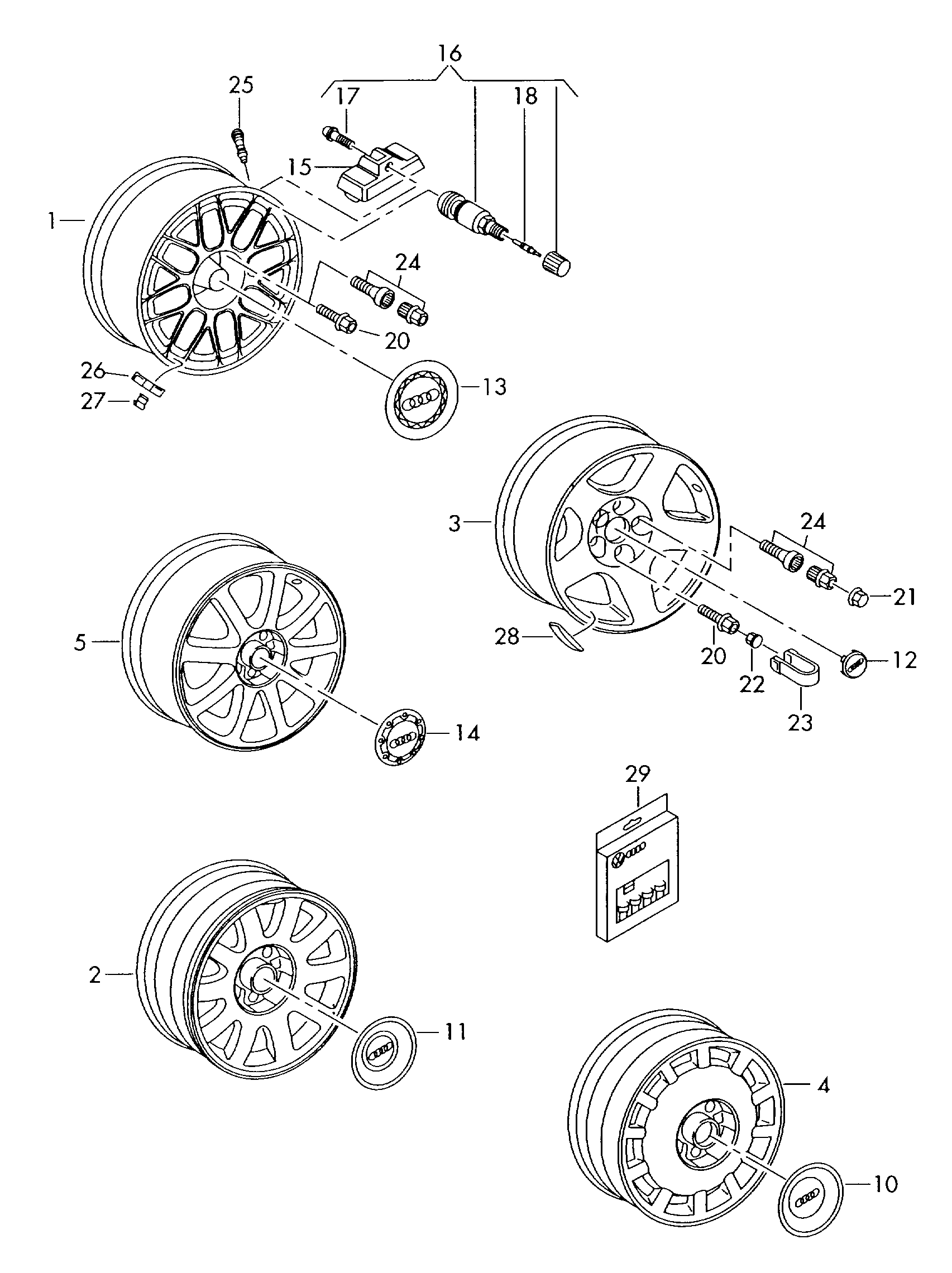 VAG 4D0 601 361 - Set reparatie, supapa (sist. contr. pres. pneu) aaoparts.ro