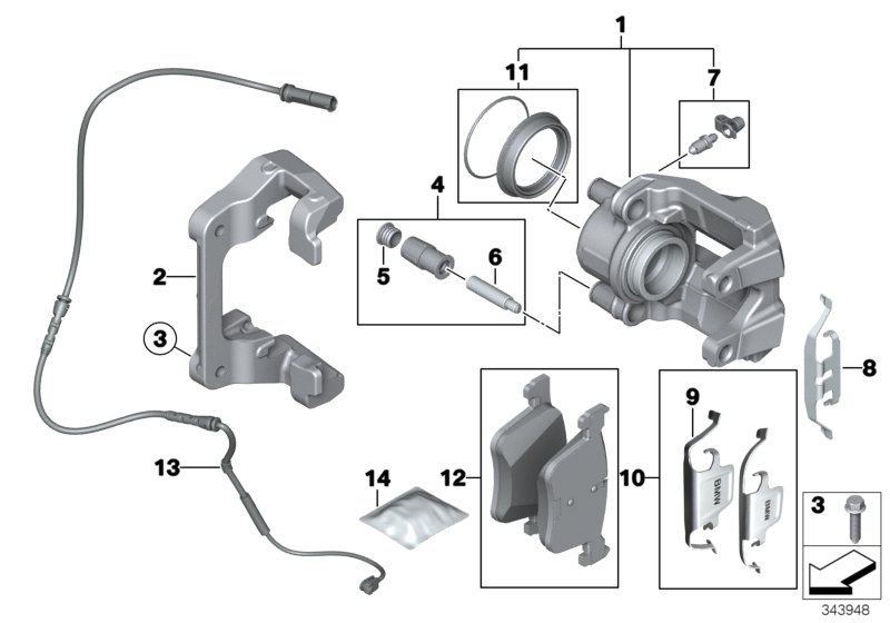 BMW 34116850972 - Set bucsi de ghidaj, etrier frana aaoparts.ro