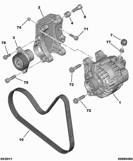 CITROËN 98 007 165 80 - Curea transmisie cu caneluri aaoparts.ro