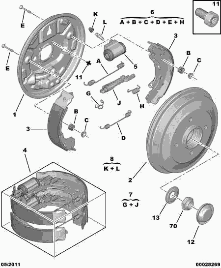 PEUGEOT 4242 27 - Set saboti frana aaoparts.ro