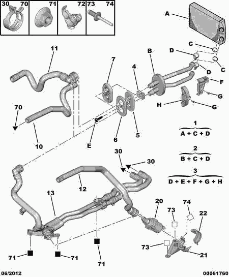 PEUGEOT 6466 CJ - Conducta, schimbator caldura-incalzire aaoparts.ro