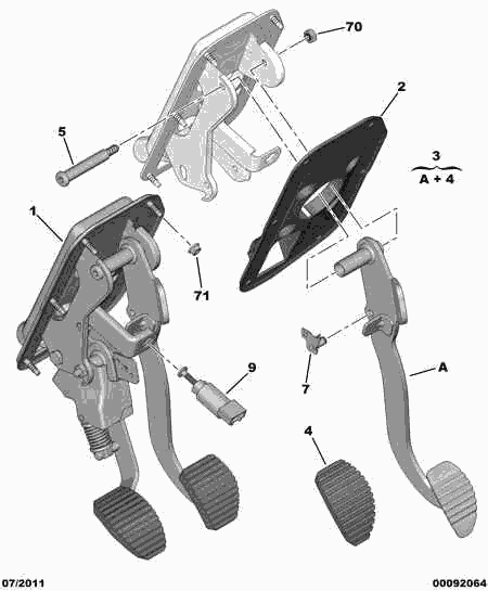CITROËN/PEUGEOT 4504 21 - Acoperire pedala, pedala frana aaoparts.ro