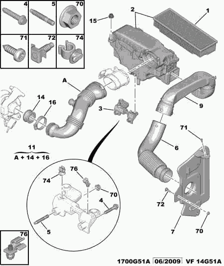 PEUGEOT 1434.53 - Palnie, filtru de aer aaoparts.ro