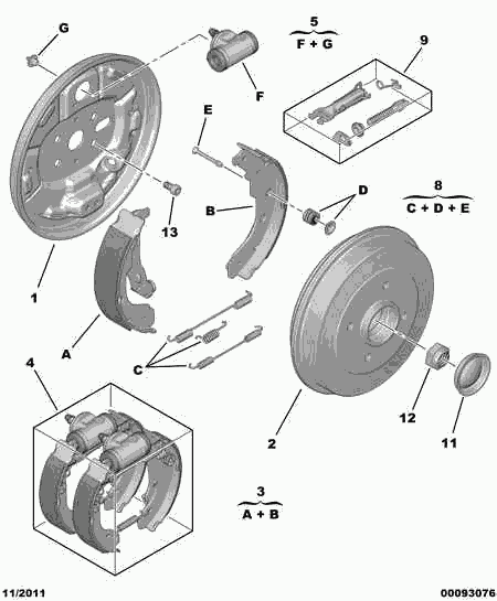 CITROËN 4242 44 - Set saboti frana aaoparts.ro