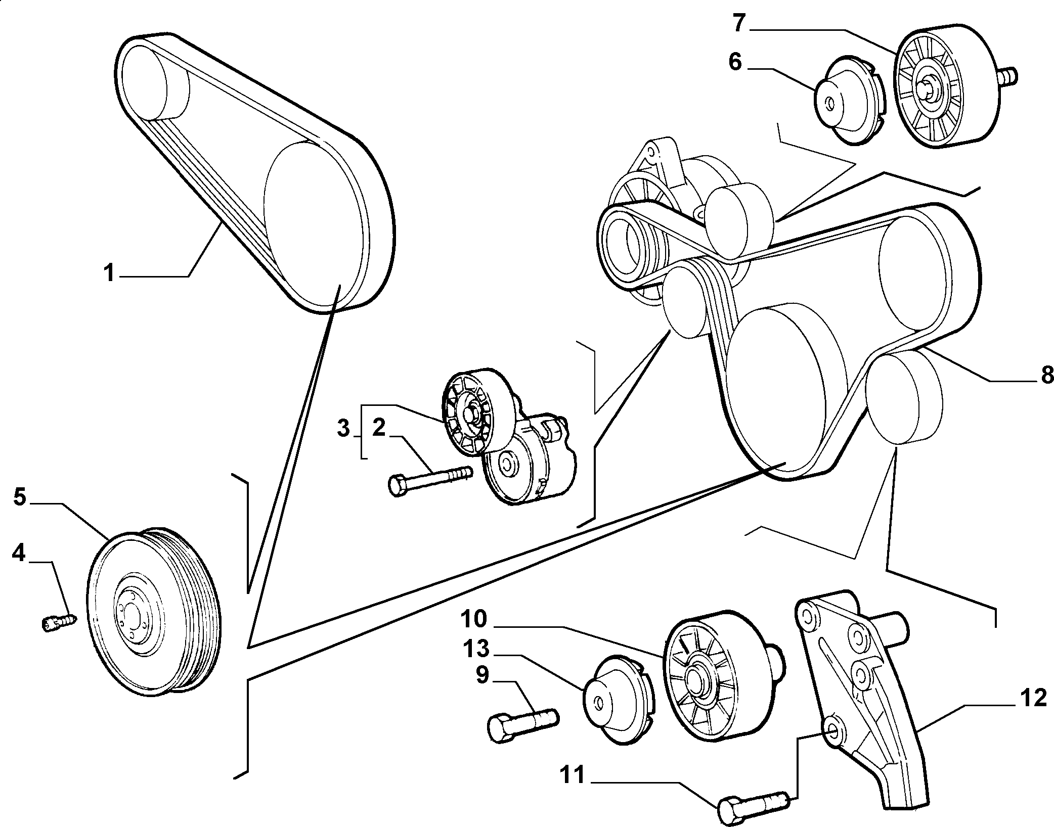 Lancia 46546374 - Set curea transmisie cu caneluri aaoparts.ro