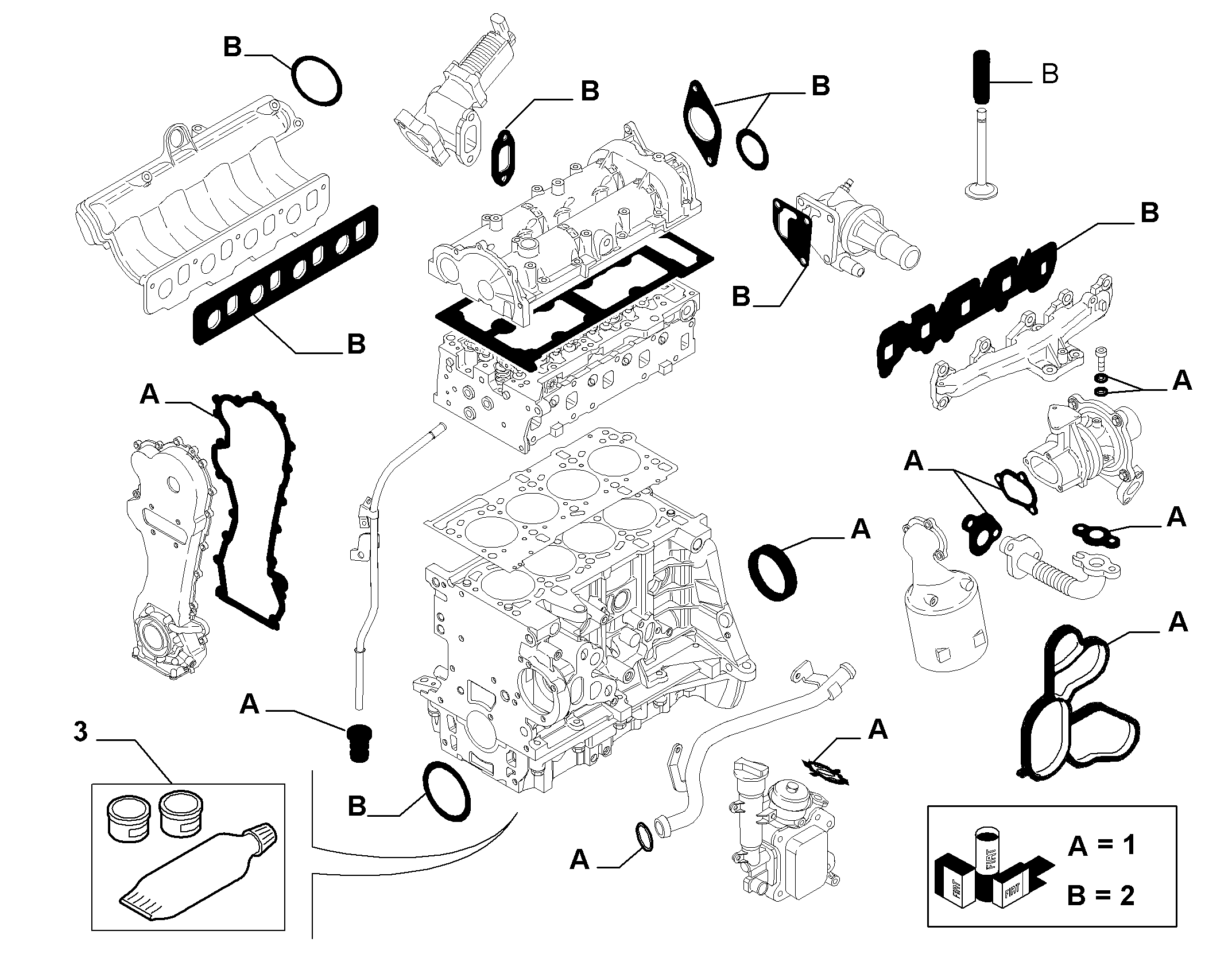 FCA 71744285 - Set garnituri, chiulasa aaoparts.ro