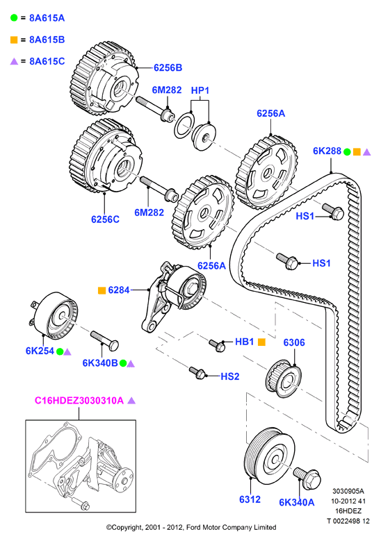 FORD 1672144 - Set curea de distributie aaoparts.ro