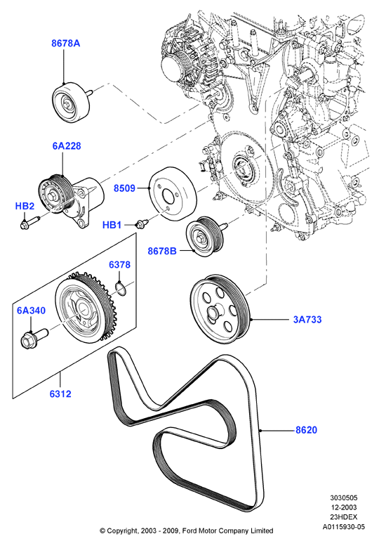 FORD 5341688 - Curea transmisie cu caneluri aaoparts.ro