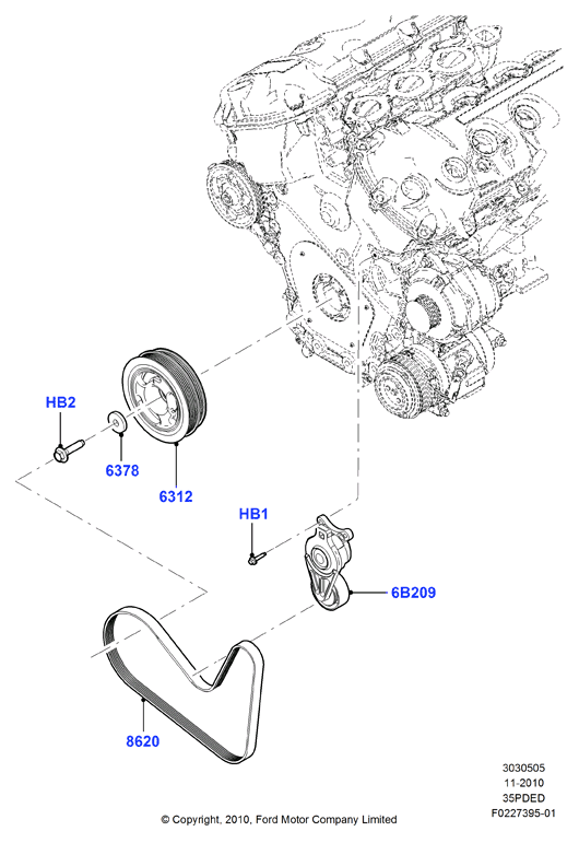 FORD BT4Z 8620-A - Curea transmisie cu caneluri aaoparts.ro