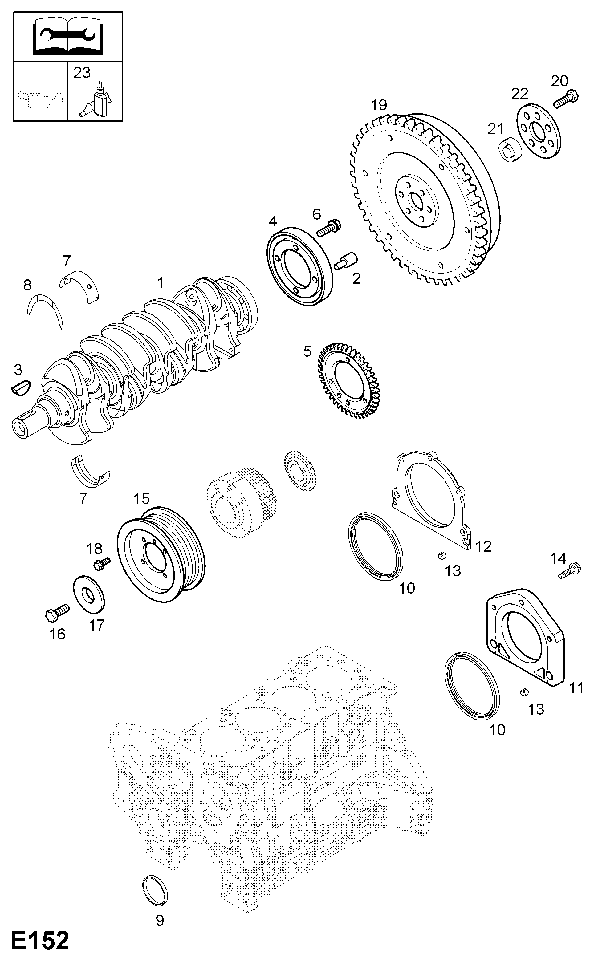 Opel 6 14 891 - Saiba distantier, arbore cotit aaoparts.ro