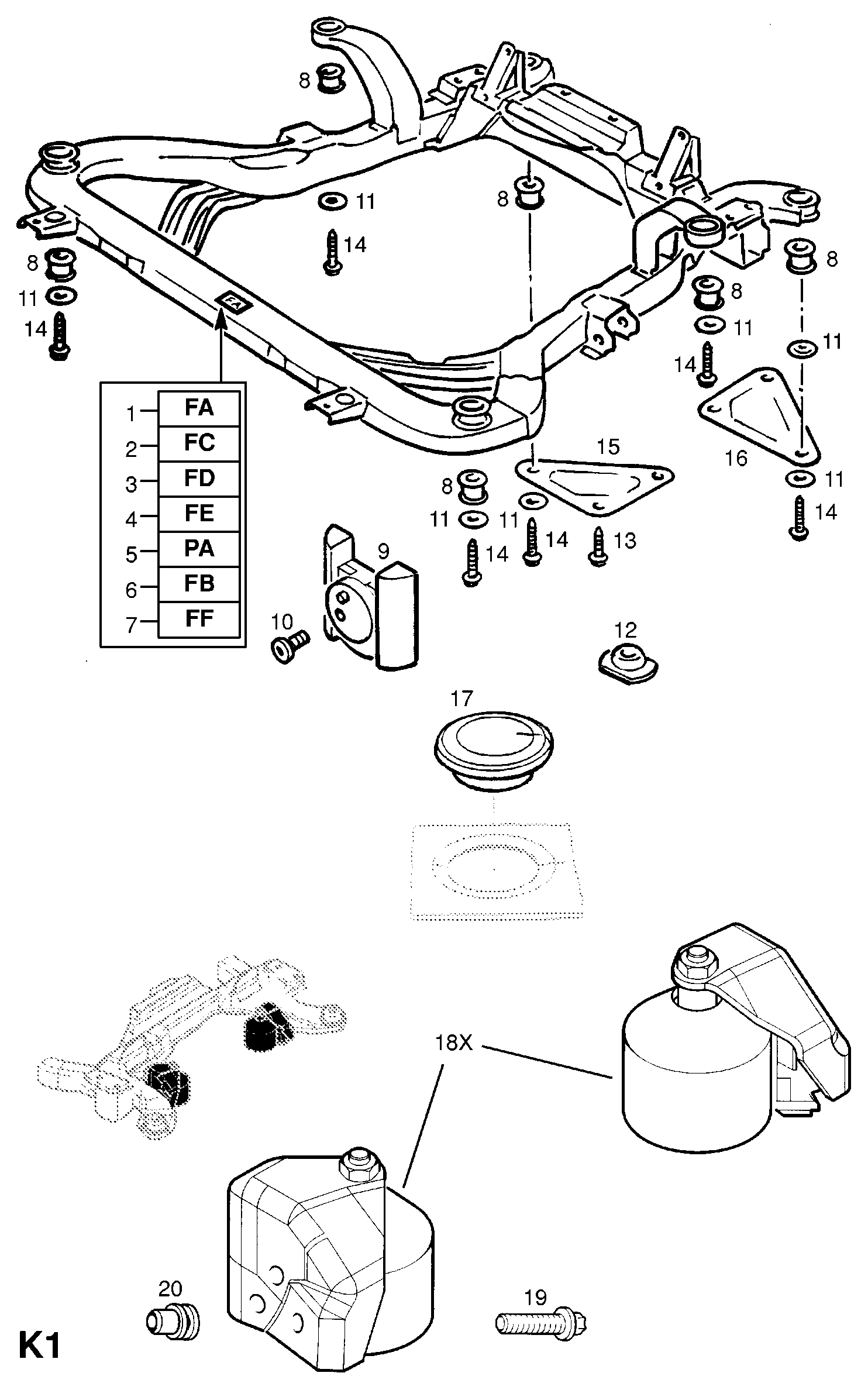 EFI Automotive 302015 - CROSSMEMBER, ASSY., FRONT AXLE, WITH BUSHES (IDENT FC) (EXCEPT V aaoparts.ro