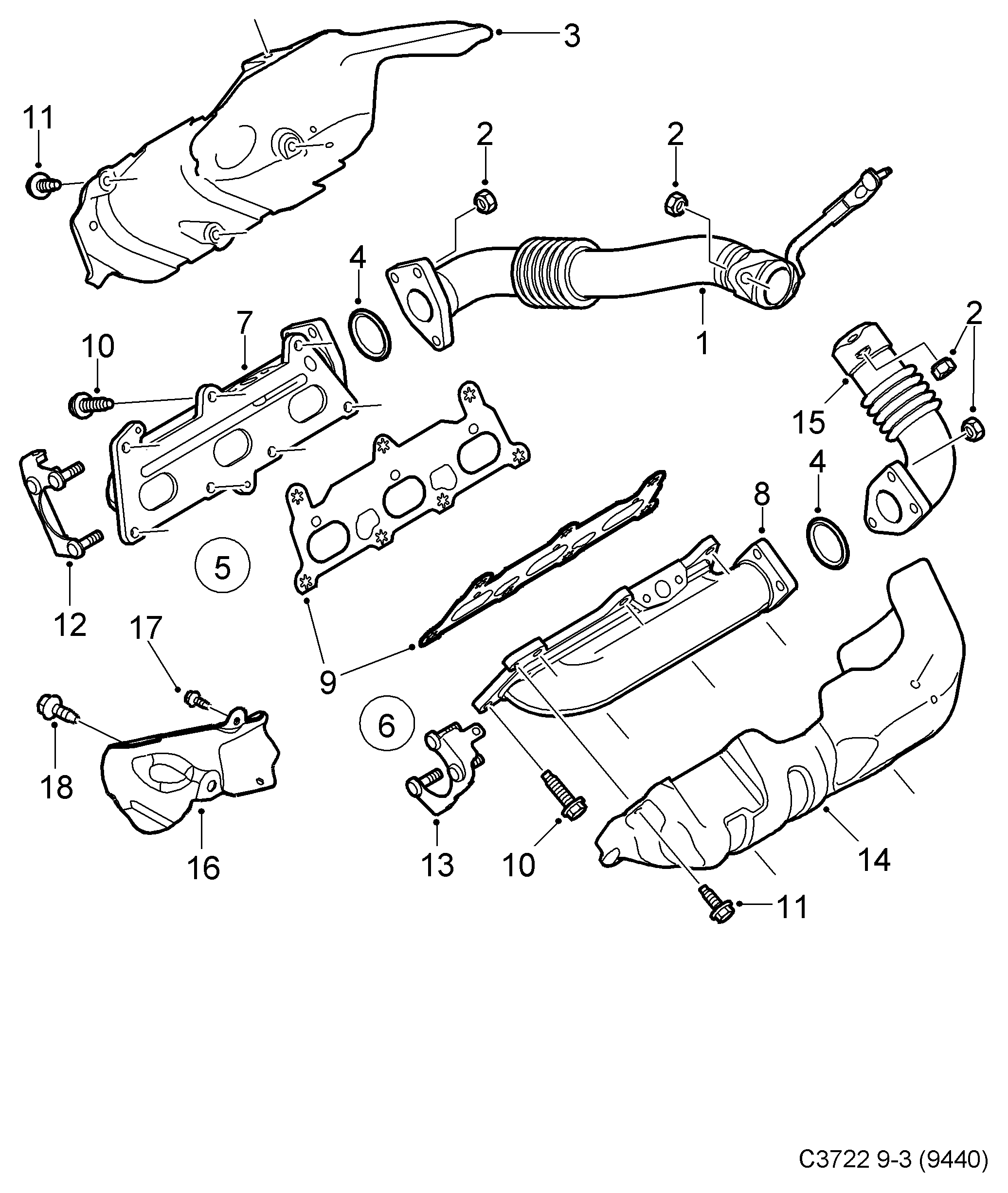 Opel 12 565 956 - Garnitura, galerie evacuare aaoparts.ro