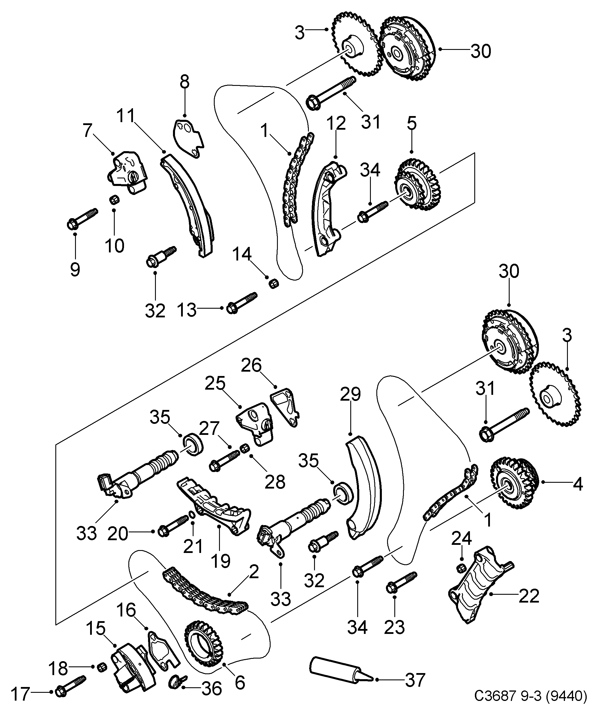 Opel 12623514 - Chit lant de distributie aaoparts.ro