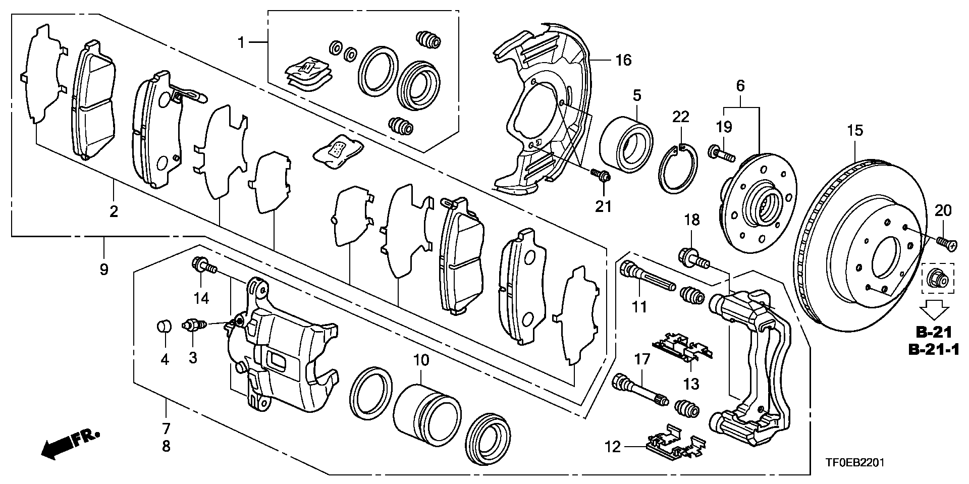 Honda 45022TF0G02 - Set placute frana,frana disc aaoparts.ro