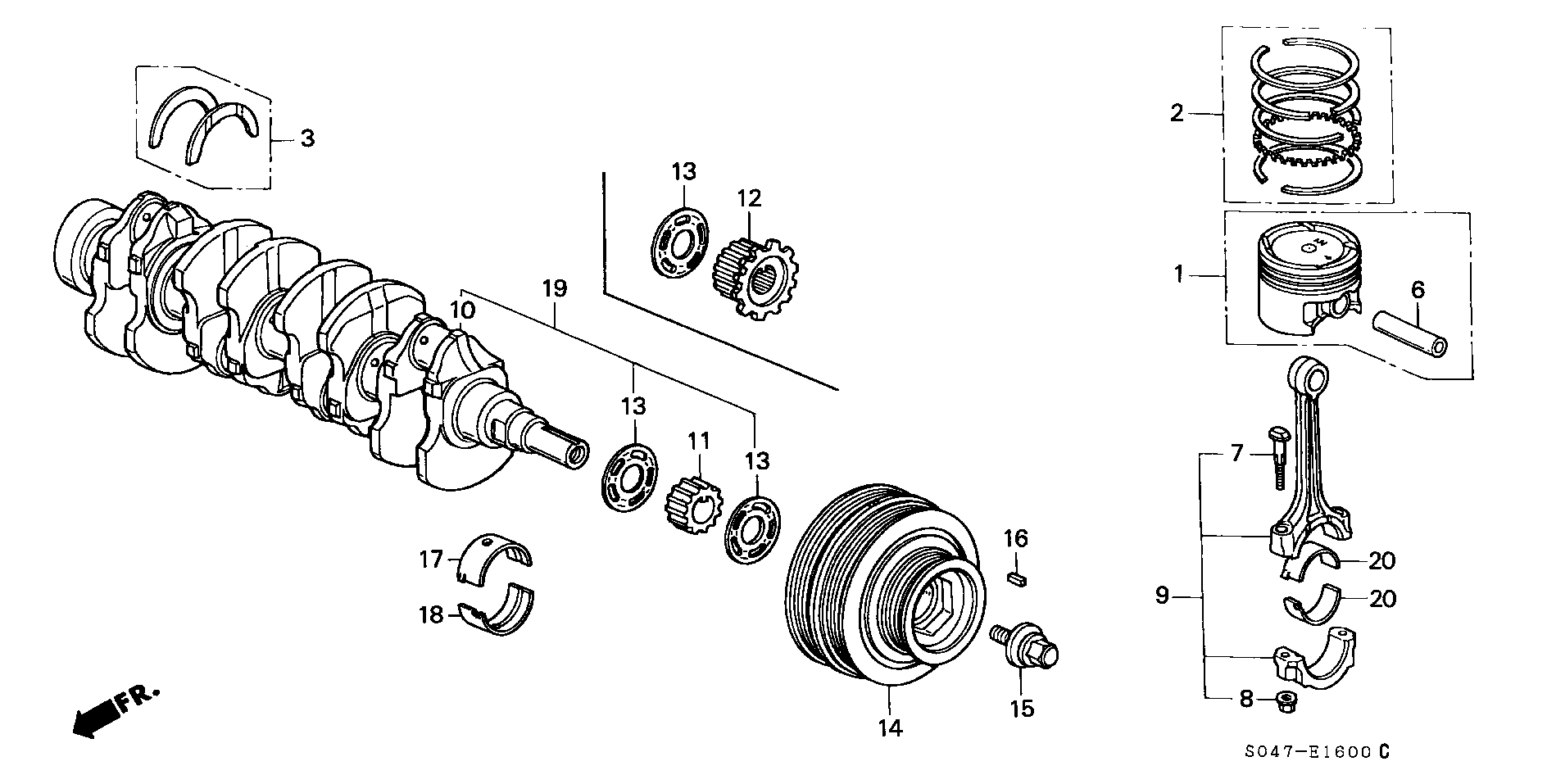 Honda 13211-PE0-003 - Set lagar biela aaoparts.ro