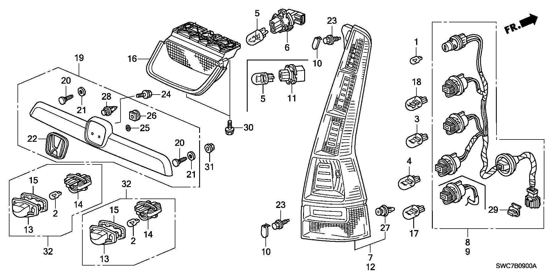 Honda 33301-SA0-741 - Bec, lumini bord aaoparts.ro