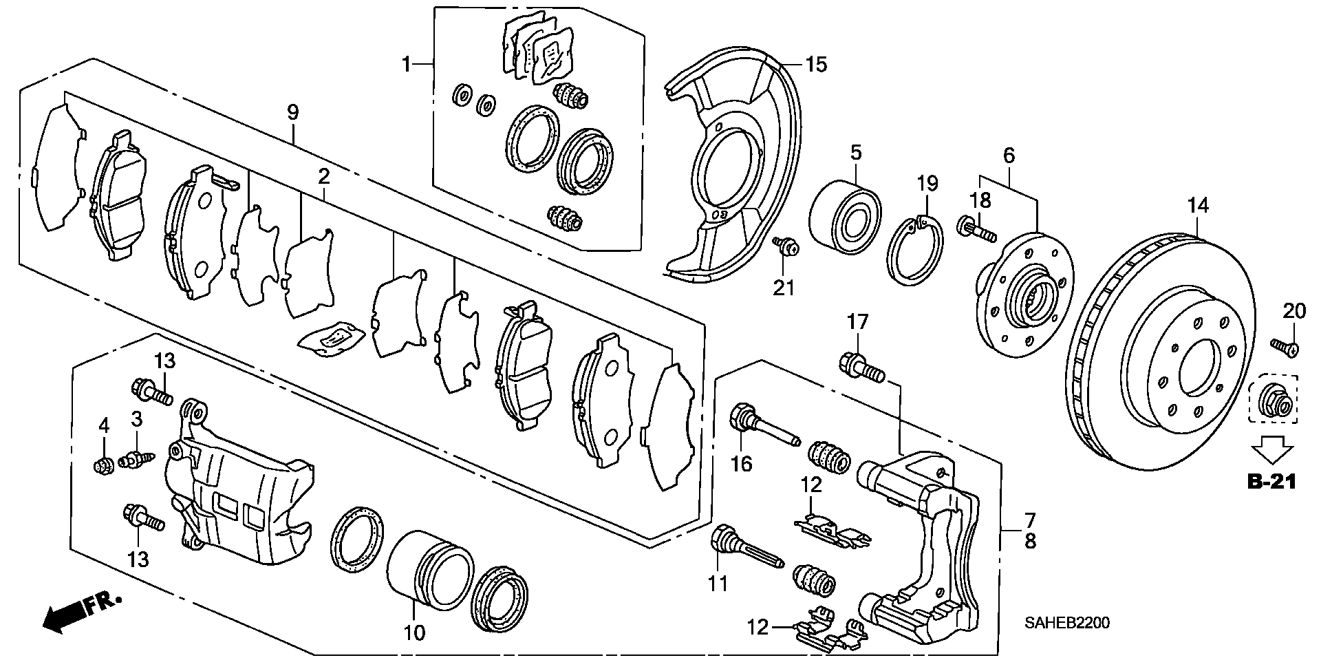 Honda 45022-SAA-E51 - Set placute frana,frana disc aaoparts.ro