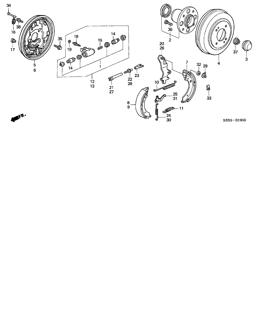 Honda 43153-S6A-J01 - Set saboti frana aaoparts.ro