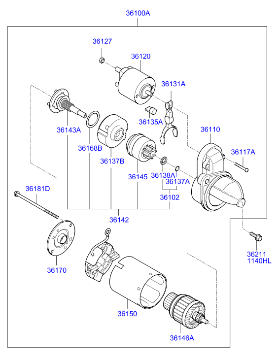 Hyundai (BEIJING) 36145-2E120 - Pinion electromotor aaoparts.ro