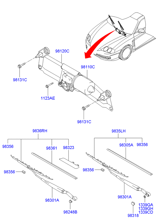 Hyundai 98360-2C000 - Lamela stergator aaoparts.ro