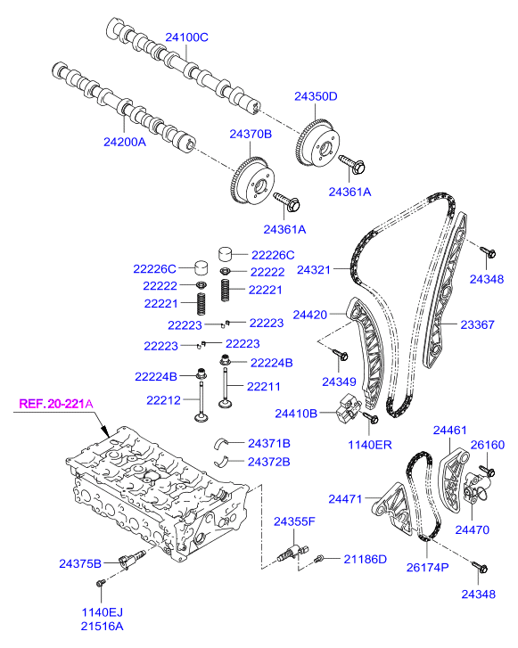 Hyundai 24420-25002 - Chit lant de distributie aaoparts.ro