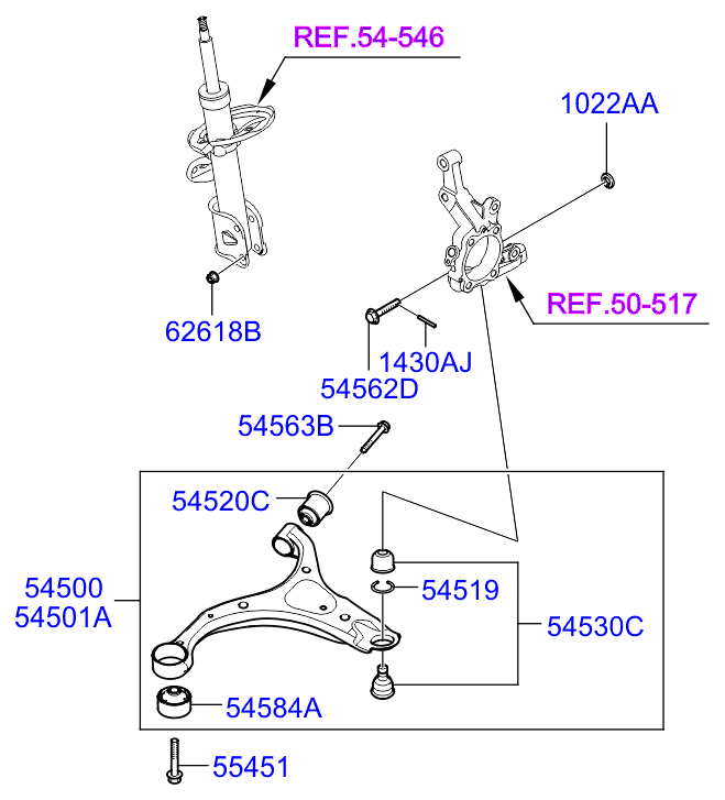 Hyundai 545011U000 - Brat, suspensie roata aaoparts.ro