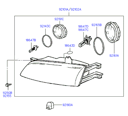 Hyundai 1864755009E - Bec, far pentru viraje aaoparts.ro