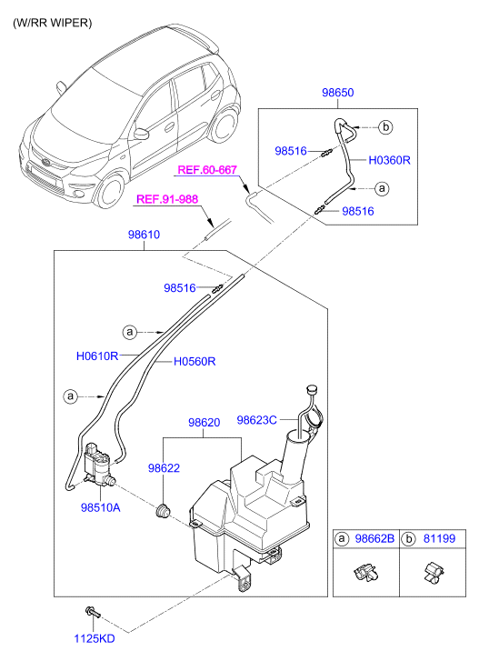 Hyundai 985100X100 - Pompa de apa,spalare parbriz aaoparts.ro