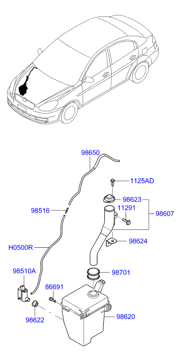 Hyundai 98510-1C000 - Pompa de apa,spalare parbriz aaoparts.ro