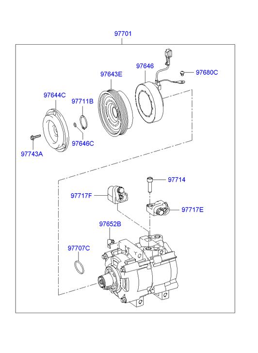 KIA-HYUNDAI 97701-26011 - Compresor, climatizare aaoparts.ro