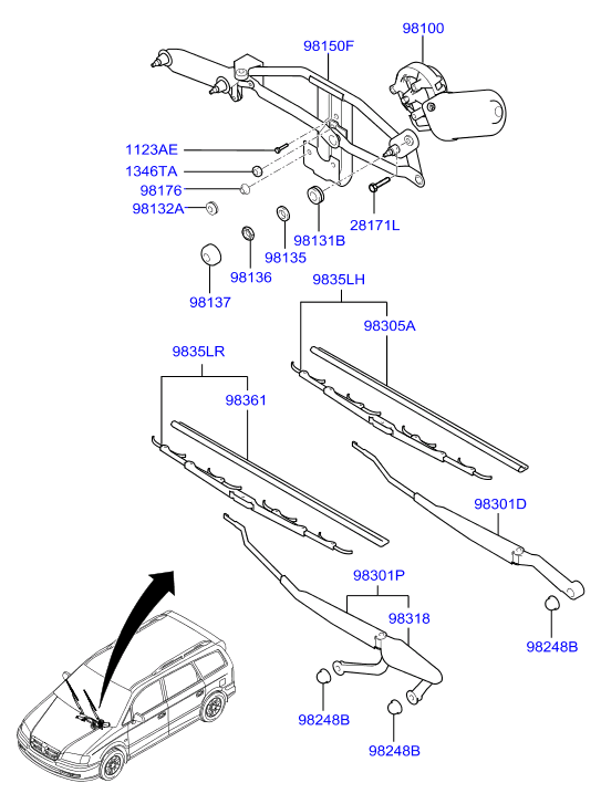 Hyundai 983603A000 - Lamela stergator aaoparts.ro