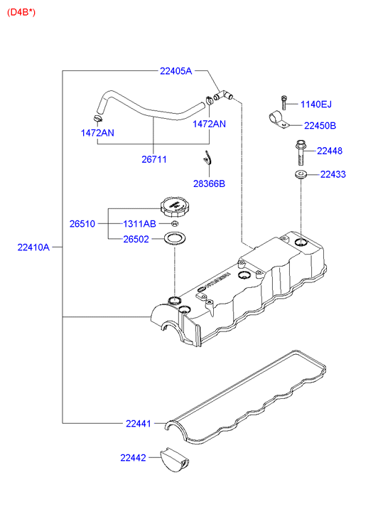 KIA-HYUNDAI 22441-42901 - Garnitura, capac supape aaoparts.ro
