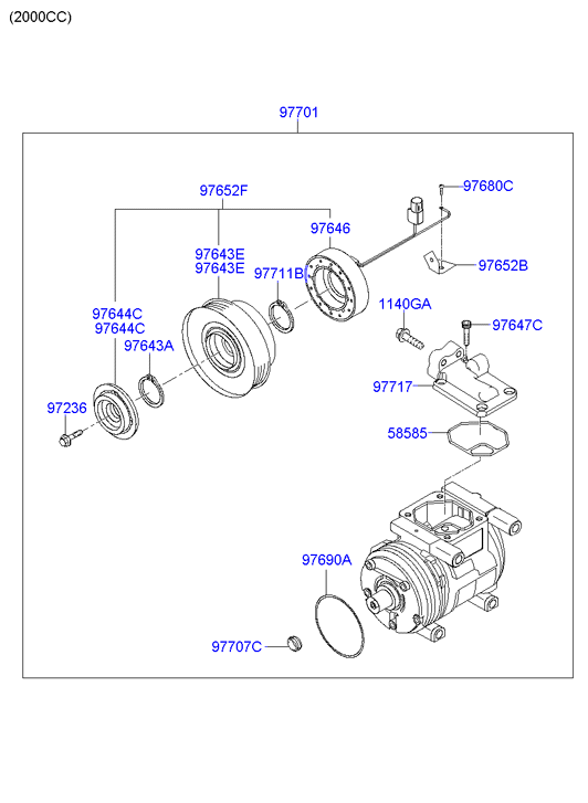 KIA-HYUNDAI 97701-2E500 - Compresor, climatizare aaoparts.ro